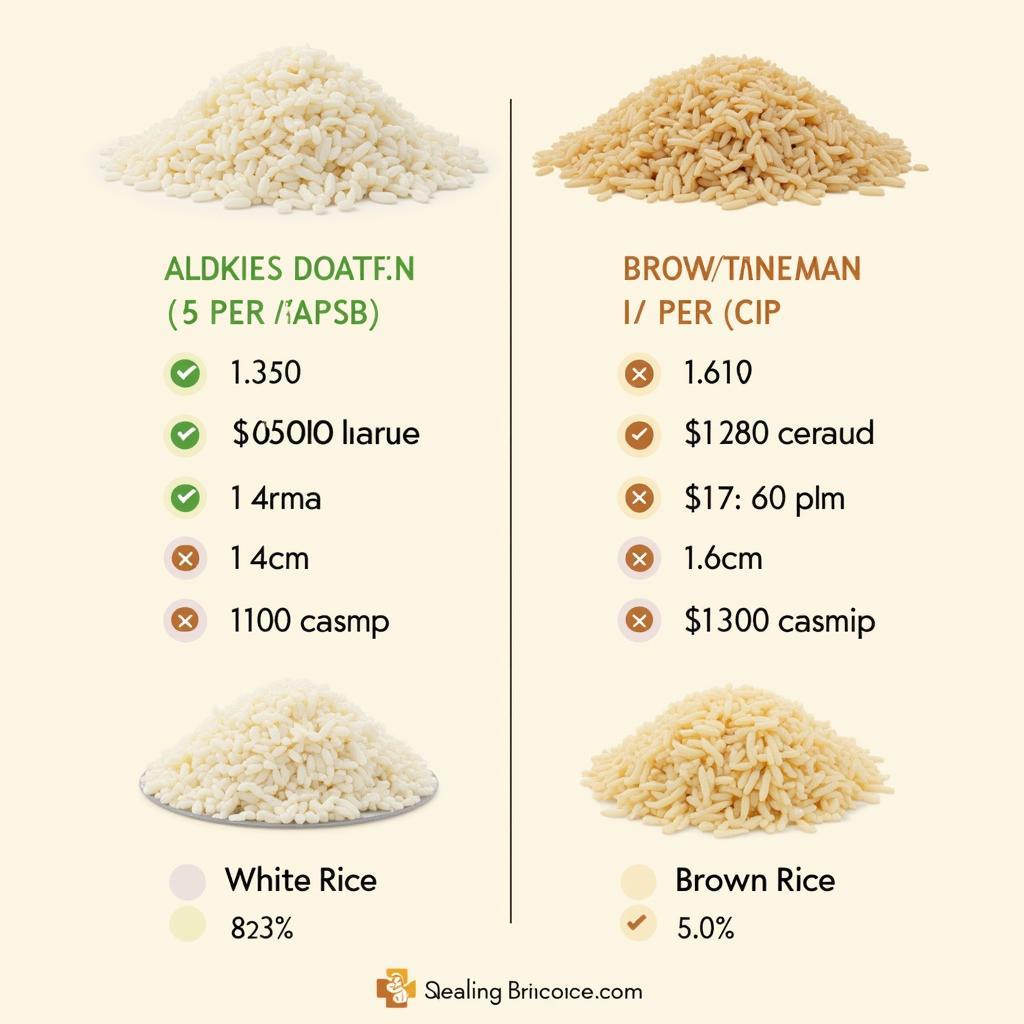 Calorie comparison between white and brown rice