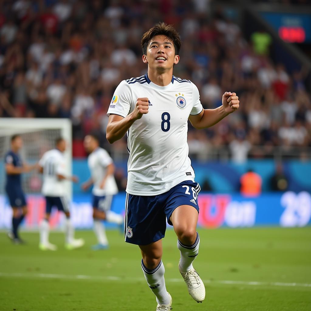 Son Heung-min ghi bàn vào lưới Đức