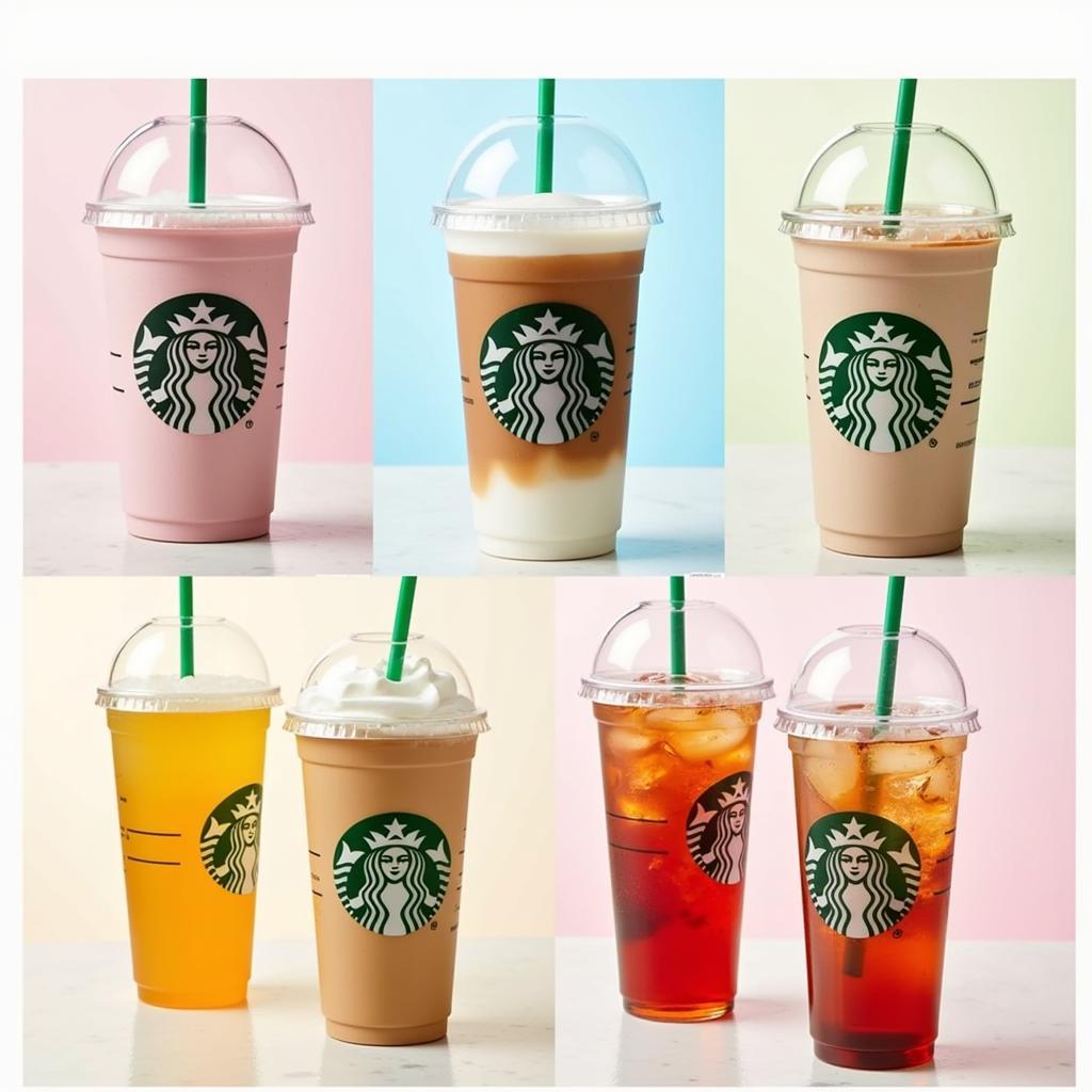 Cốc Starbucks trong suốt với nhiều màu sắc đa dạng