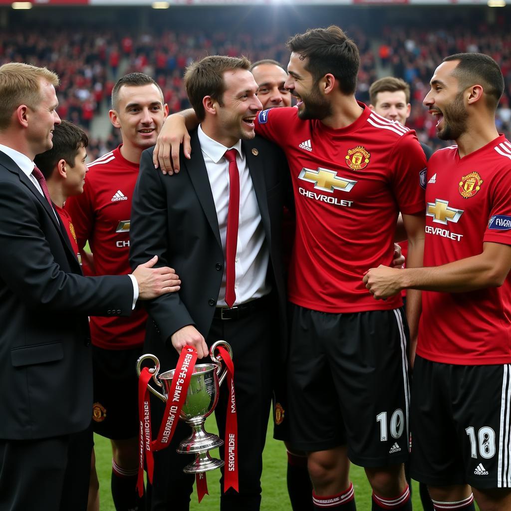 Hình ảnh ăn mừng chiến thắng Cup FA 2016 của Manchester United.