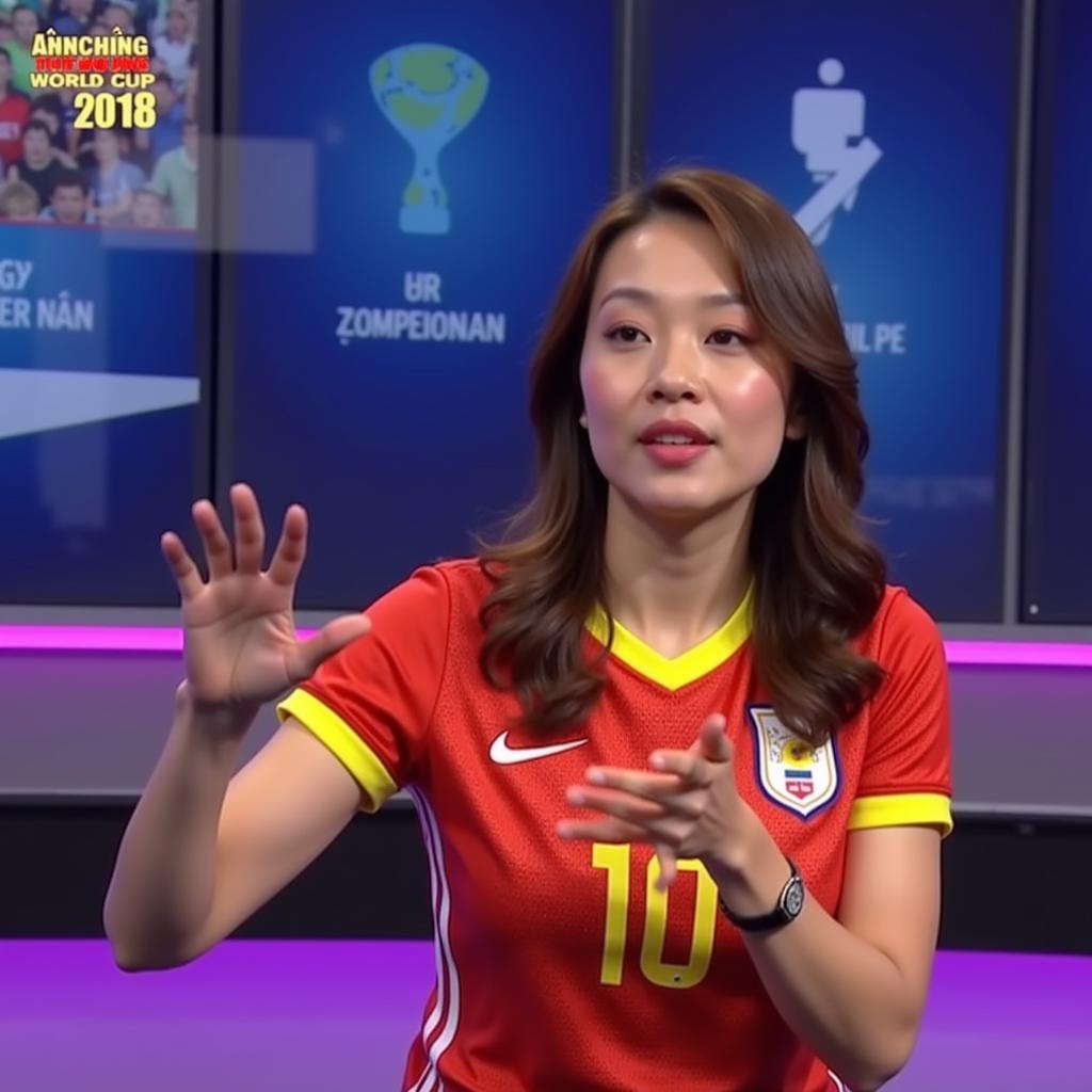 Trâm Anh tại chương trình Nóng Cùng World Cup 2018