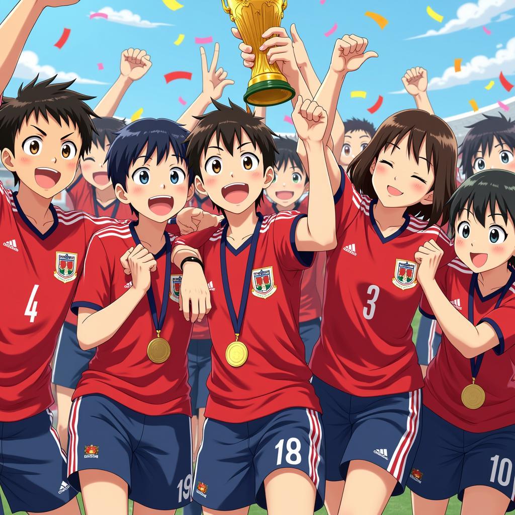 Tsubasa Ozora ăn mừng chiến thắng tại World Cup