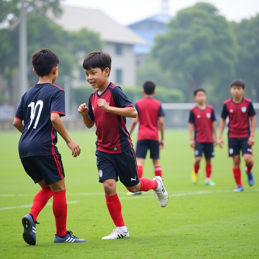 U13 CLB Hải Phòng tập luyện chăm chỉ trên sân cỏ