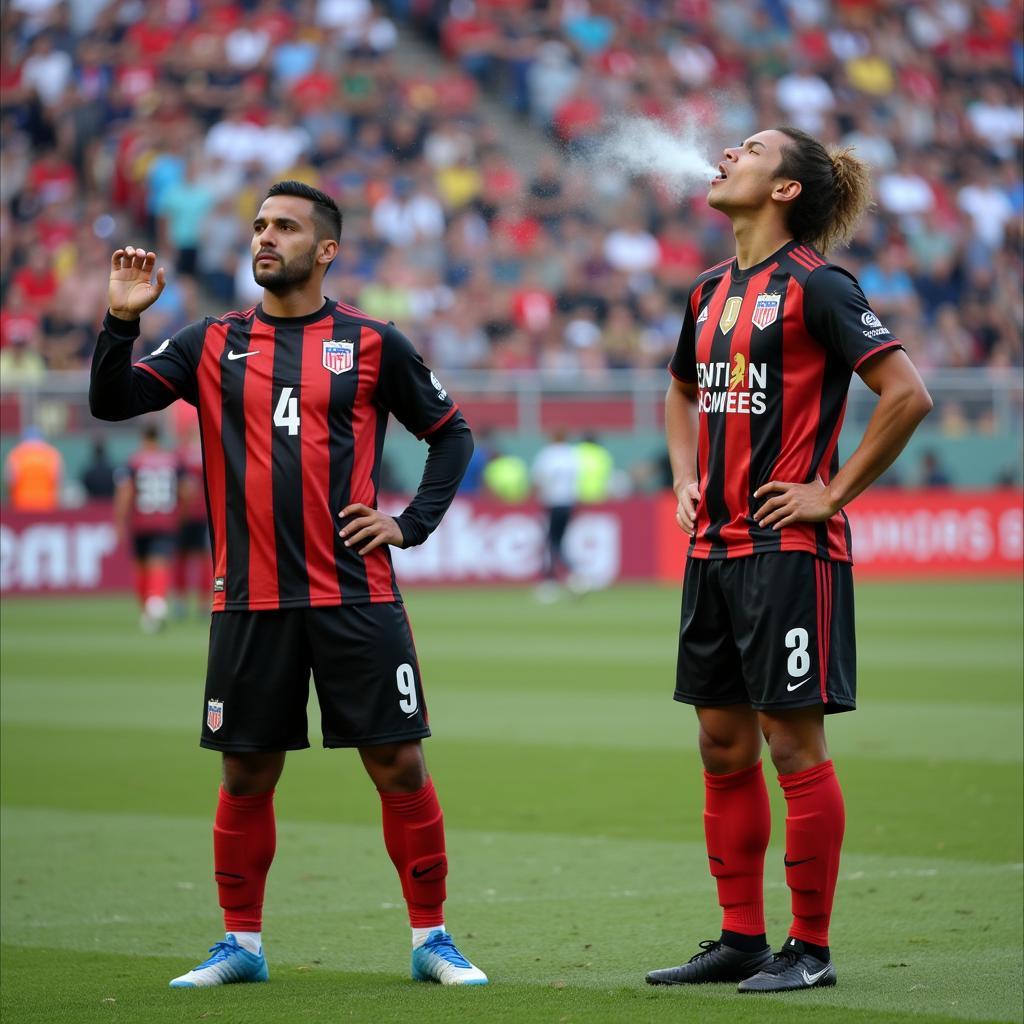 Players struggling with the altitude during a match in La Paz