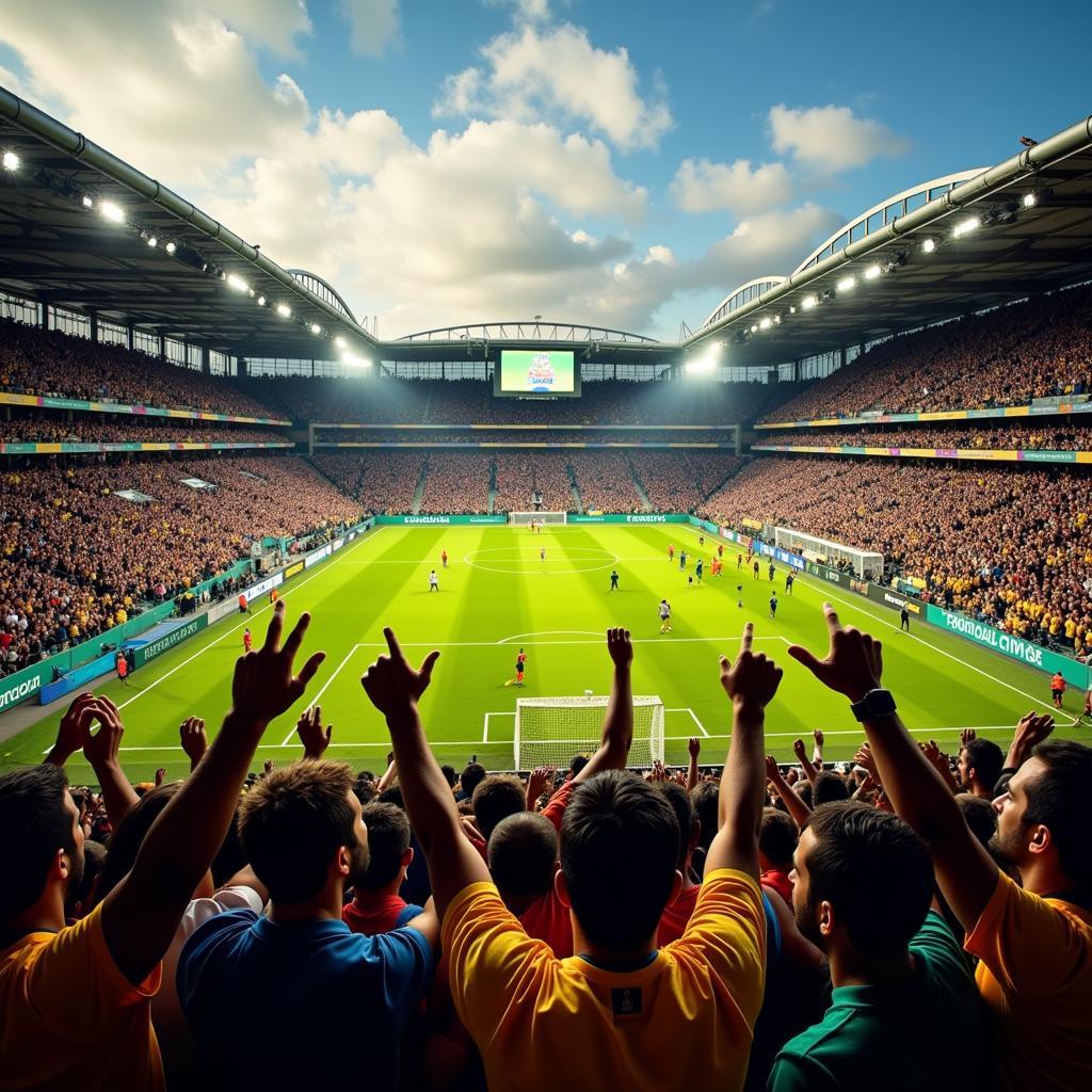 South American fans celebrating a goal