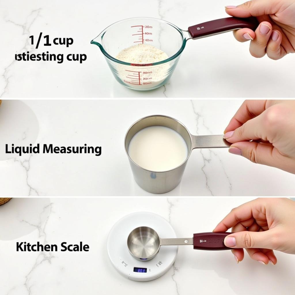 1/4 Cup Measurement Using Various Kitchen Tools