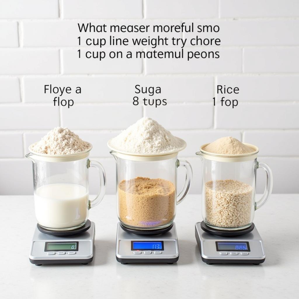 Measuring 1 Cup Serving Size in Grams of Various Ingredients