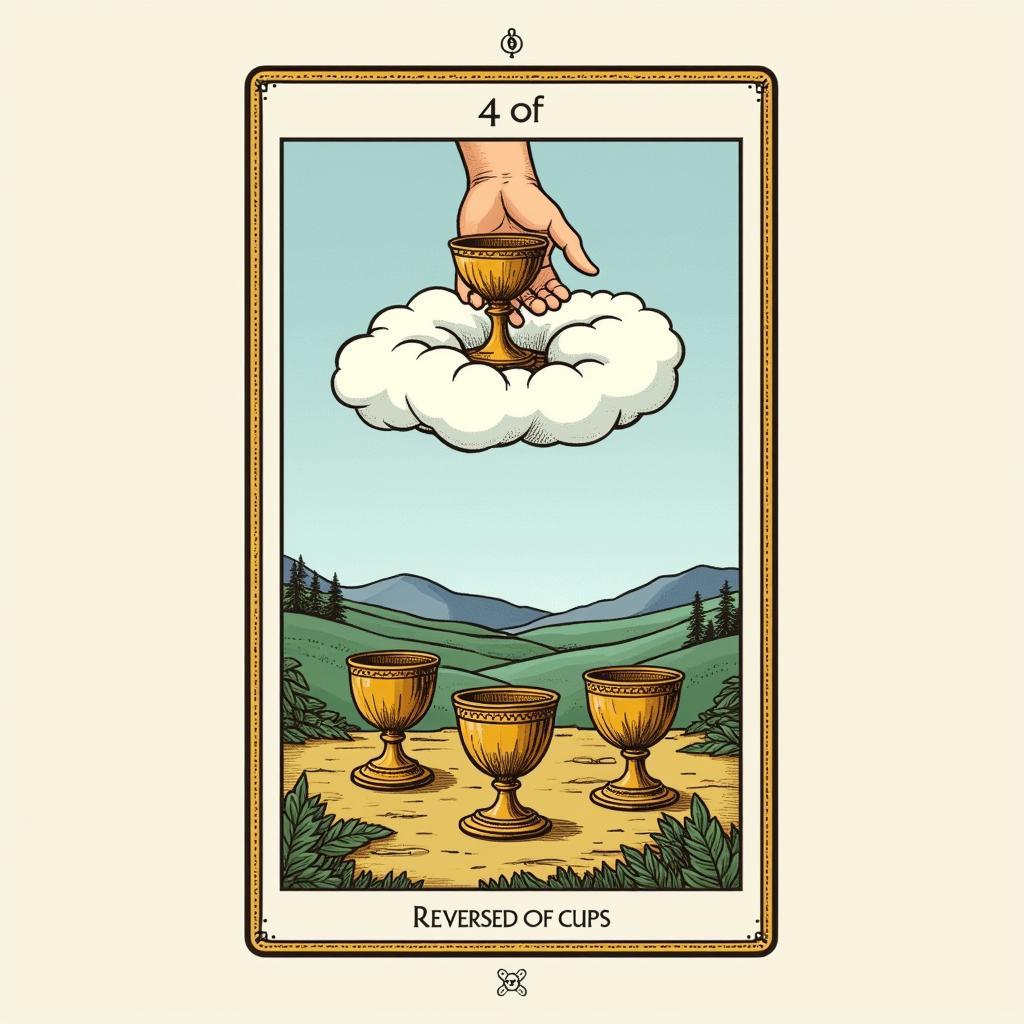 Ý nghĩa của lá bài 4 of Cups reversed trong Tarot