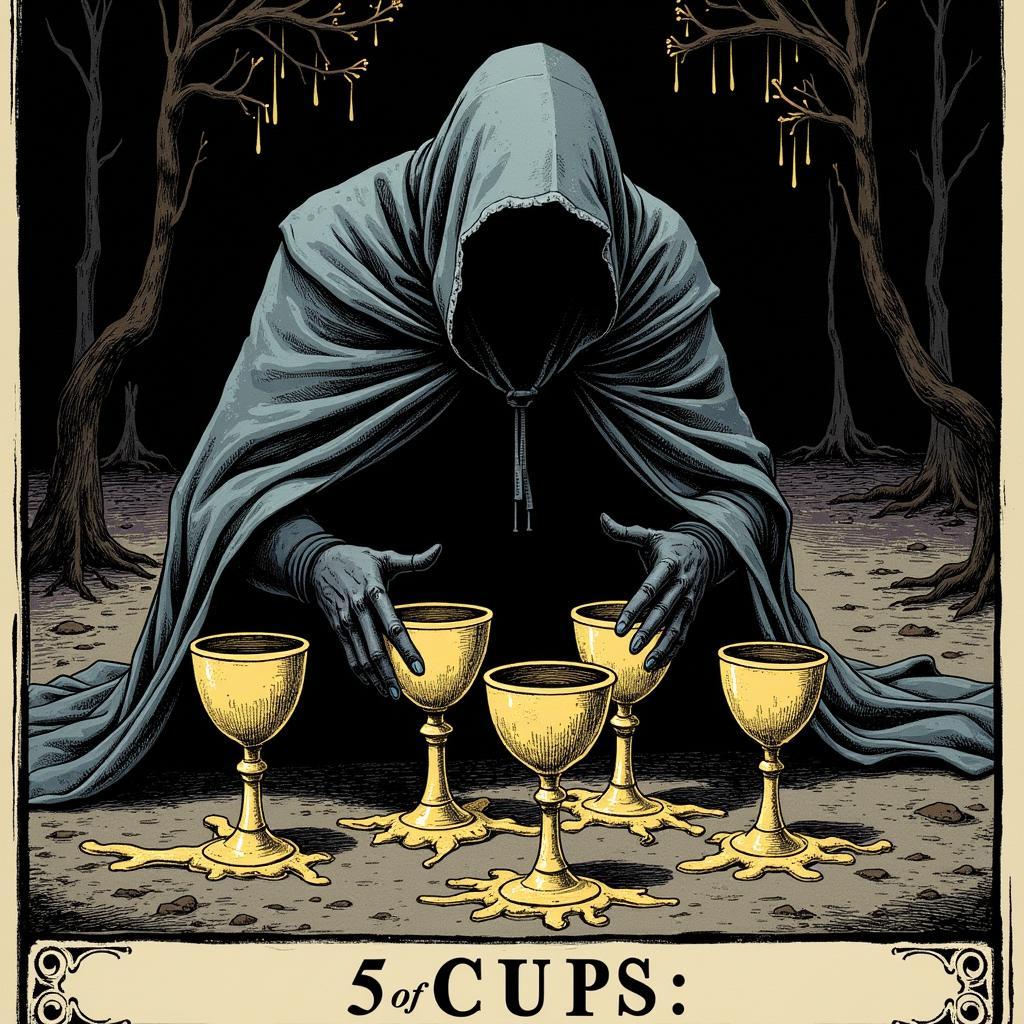 Hình ảnh 5 of Cups thể hiện nỗi buồn và sự mất mát