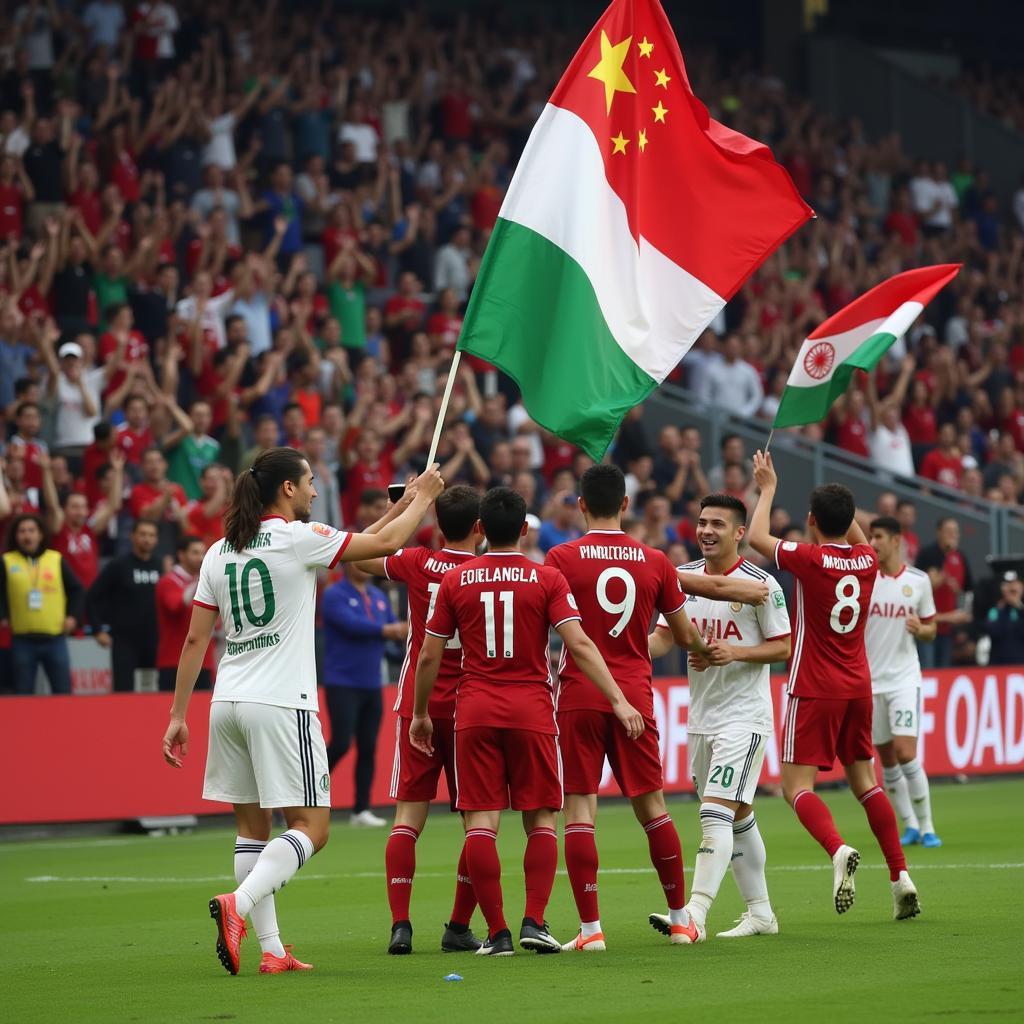 Cổ động viên ăn mừng chiến thắng tại AFC Asian Cup 2019