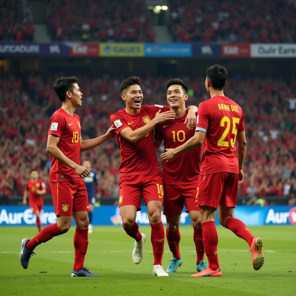 Ảnh Đức ghi bàn mở tỉ số trong trận chung kết AFF Cup 2018