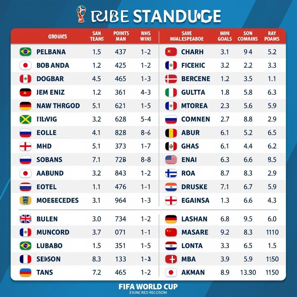 World Cup 2018 Group Stage Standings