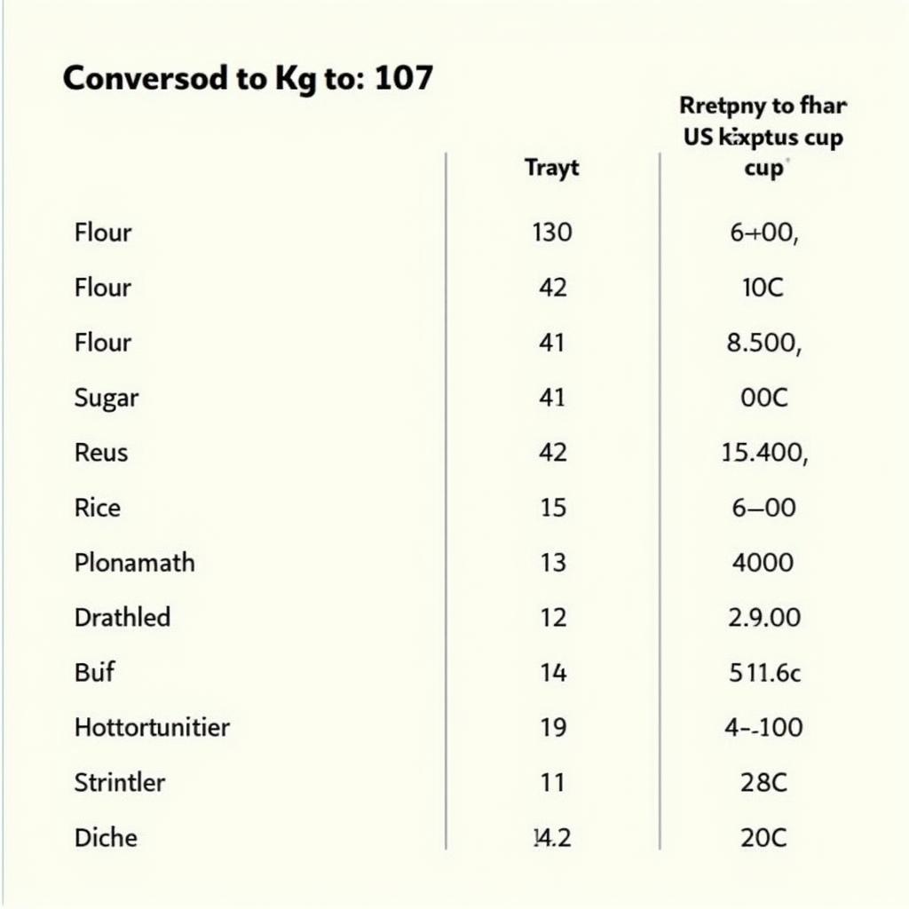 Conversion Table: 1 kg to Cups for Common Ingredients