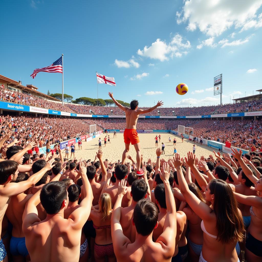 Khán giả cuồng nhiệt tại Beach Handball World Cup