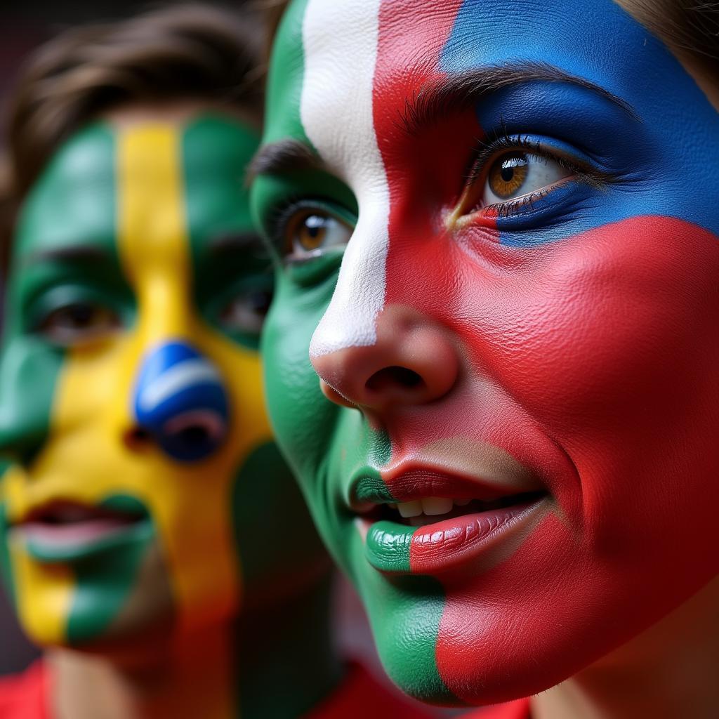 Body paint hình quốc kỳ tại World Cup