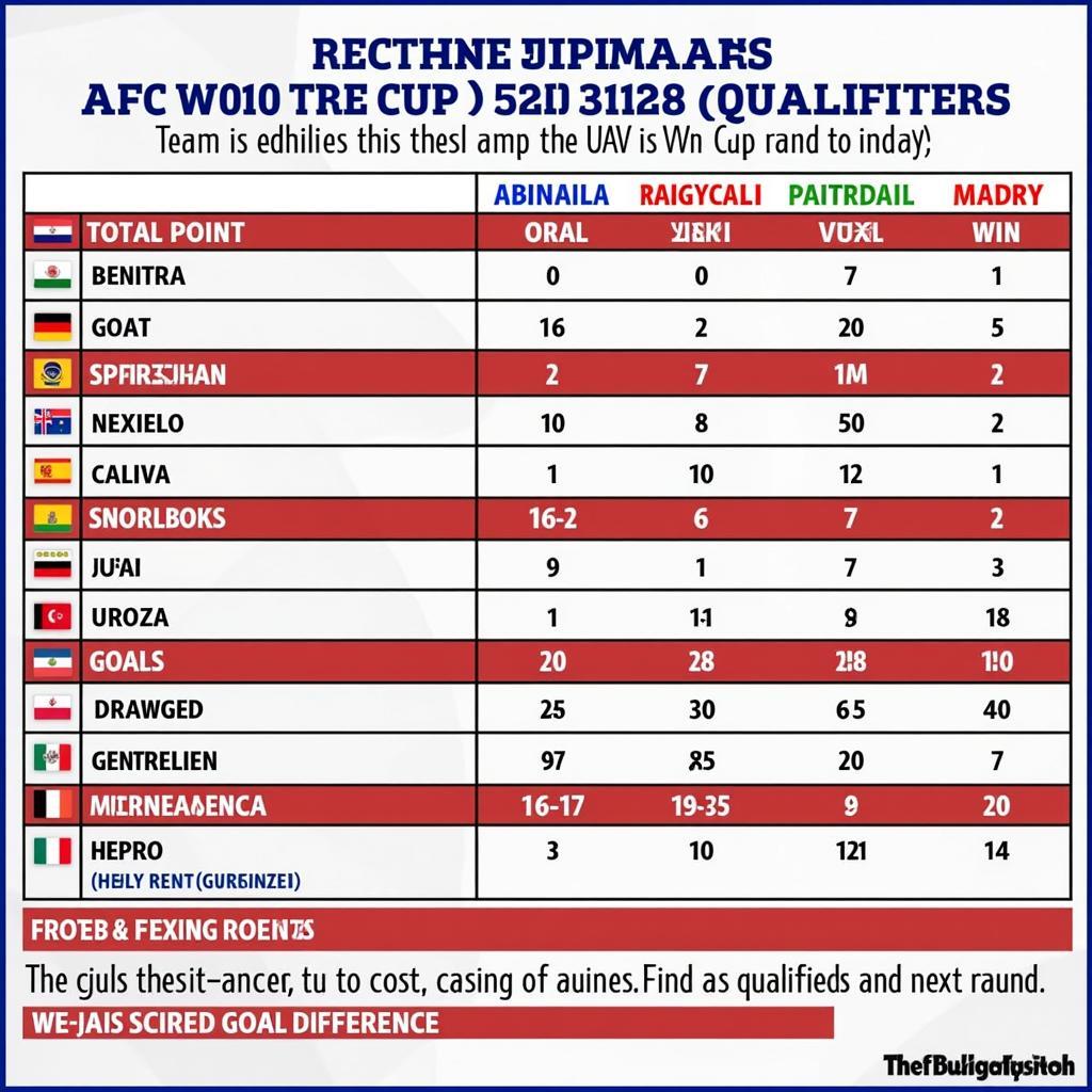 AFC World Cup 2026 Asian Qualifiers First Round Standings