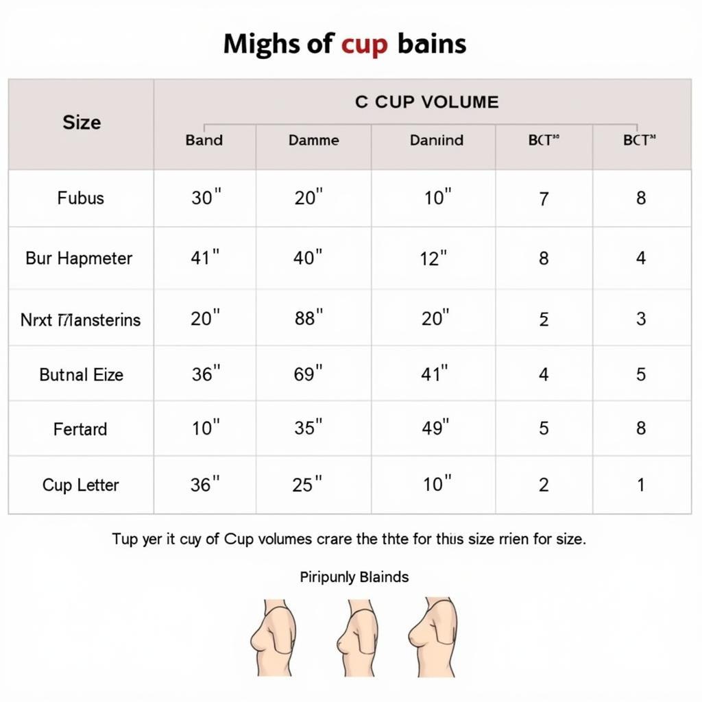 C Cup Bra Size Chart in Centimeters