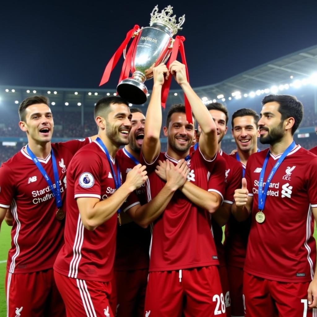 Các cầu thủ Liverpool nâng cao danh hiệu Siêu cúp châu Âu 2019