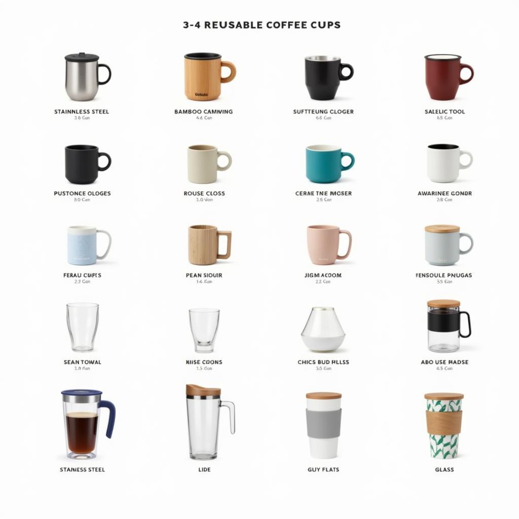 Various Reusable Coffee Cups