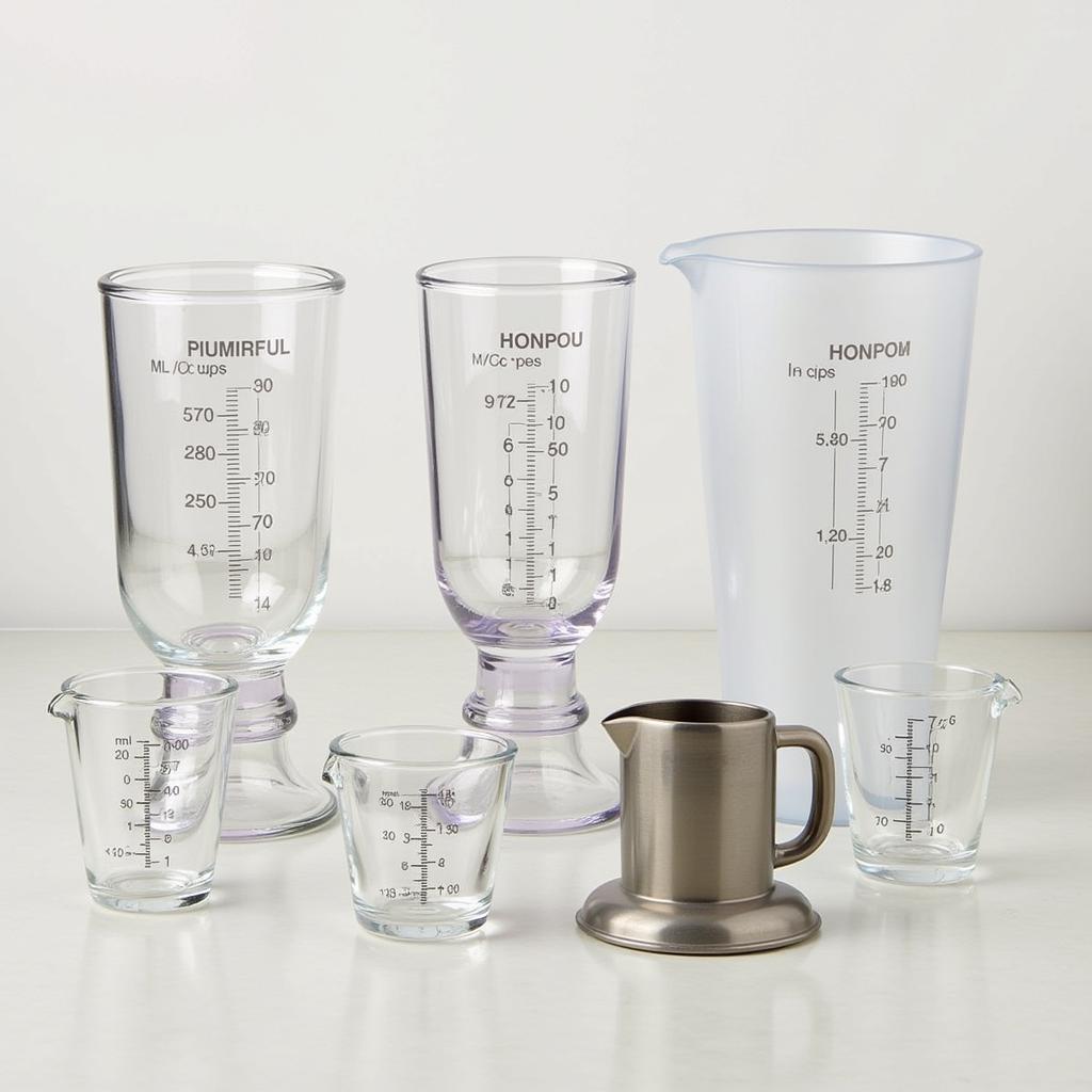 Different types of water measuring cups