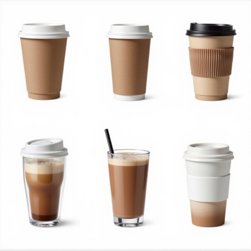 Different types of cups with lids