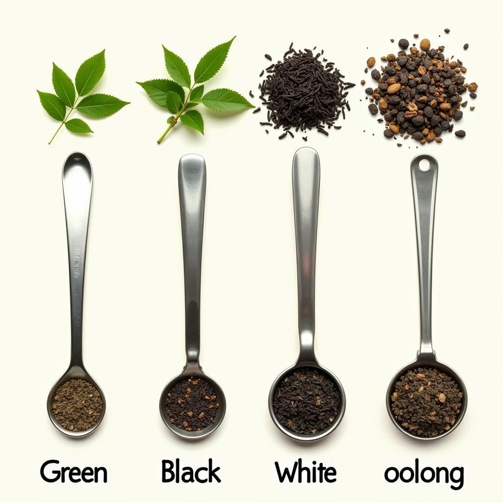 Different tea types and their recommended amounts