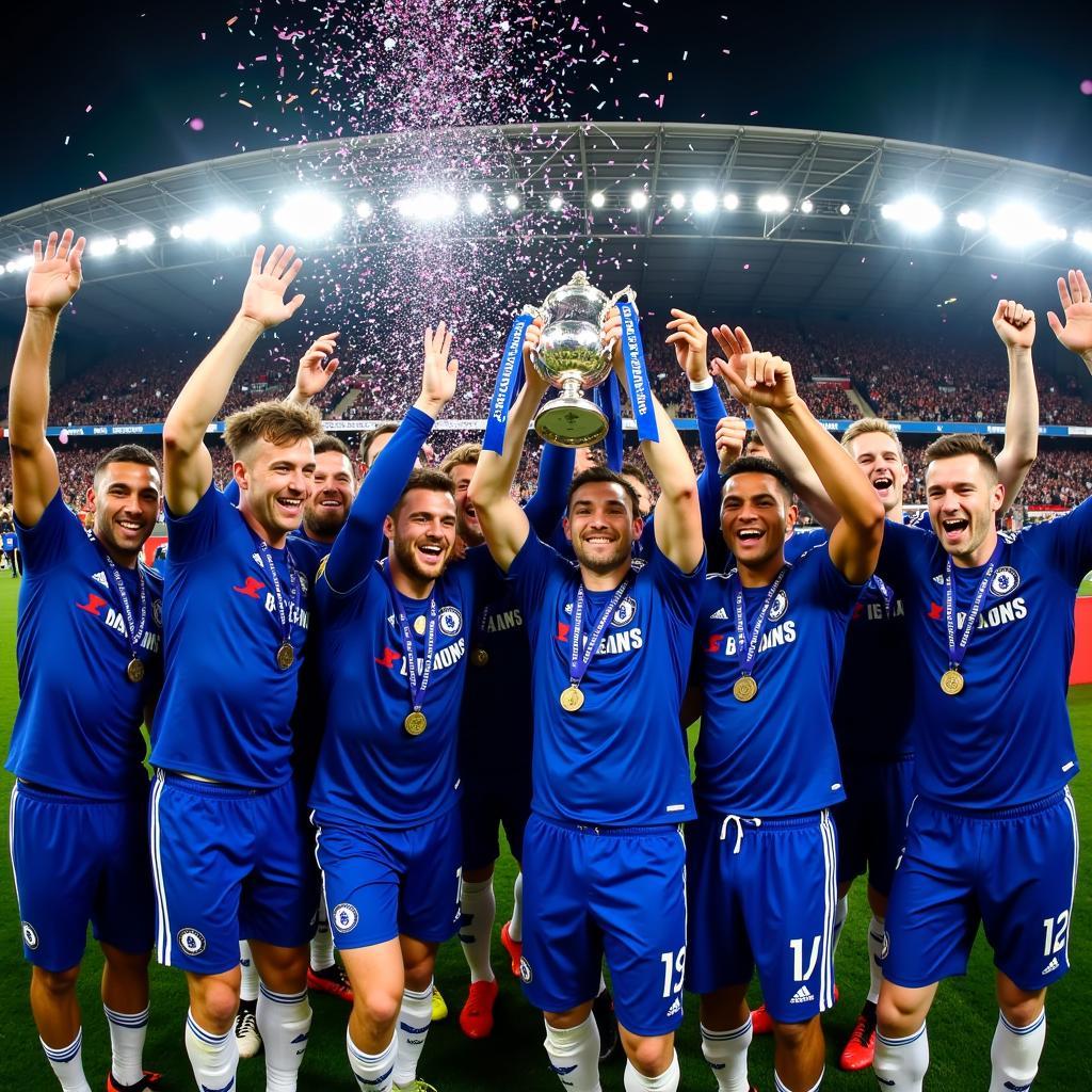 Chelsea Celebrating their Capital One Cup 2015 Victory