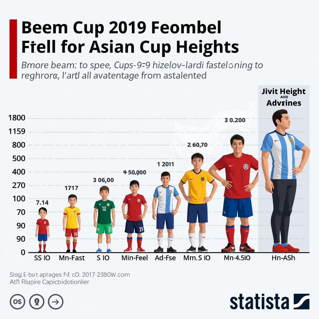 Chiều cao trung bình đội hình Asian Cup 2019