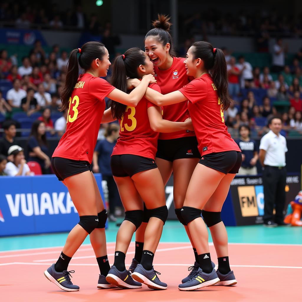 China team celebrating their victory