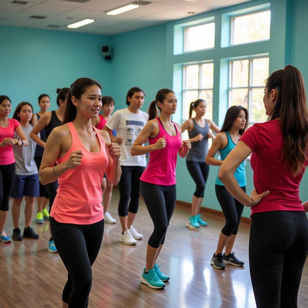 Lớp học tại CLB Aerobic Fitness Khánh Ngọc