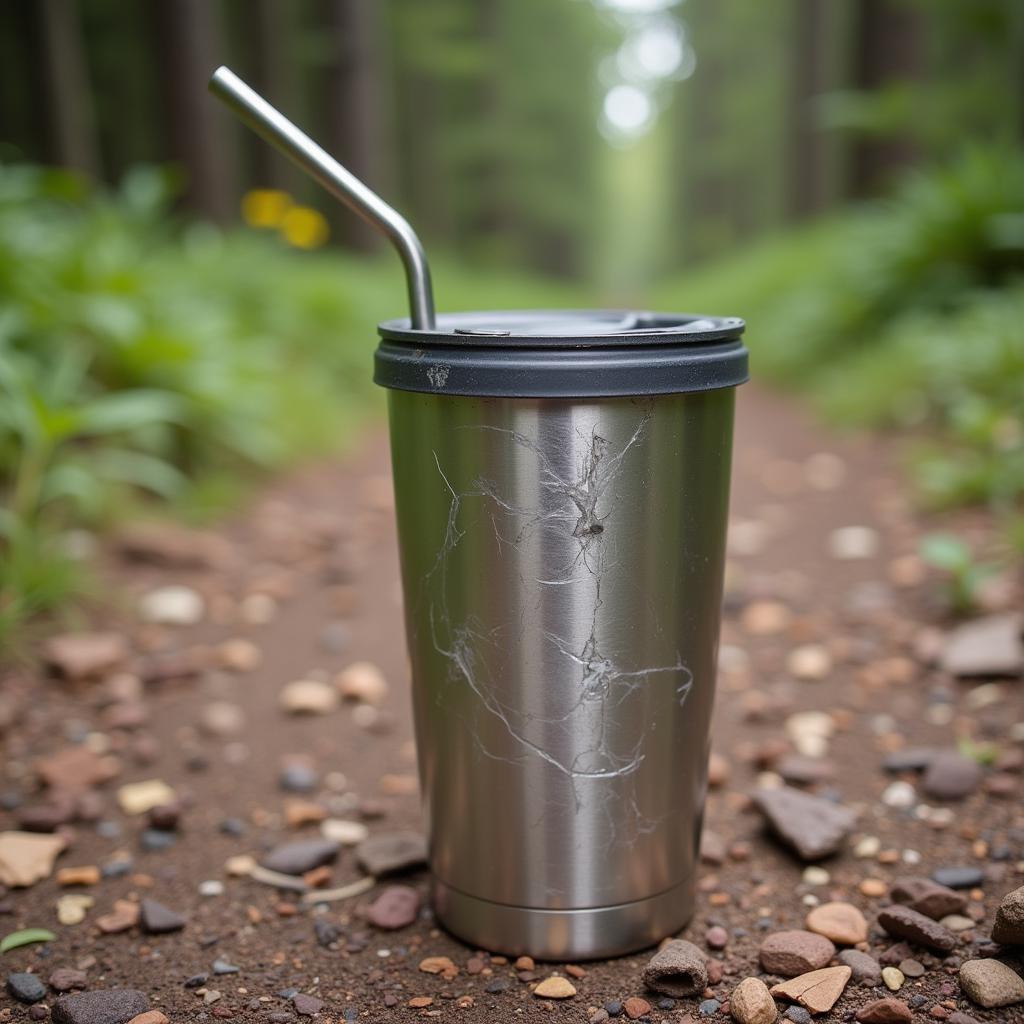 Durable coffee cup with straw