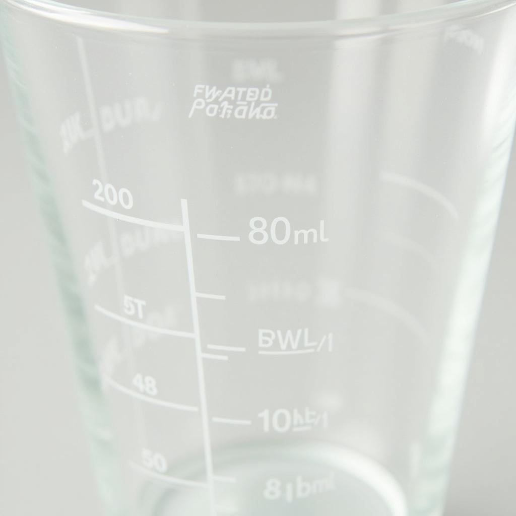 Measuring cup with 80ml mark