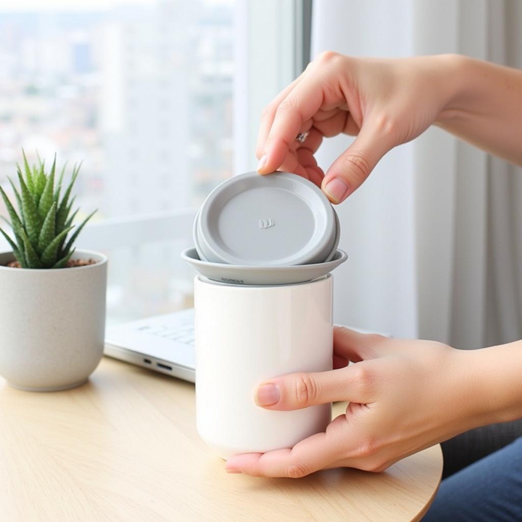 Modern Ceramic Cup with Silicone Lid