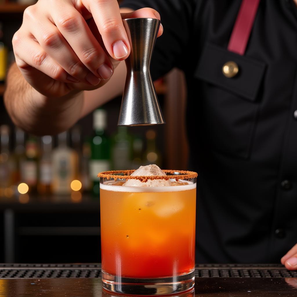 Cốc cocktail được đo lường chính xác với cốc đong bartender