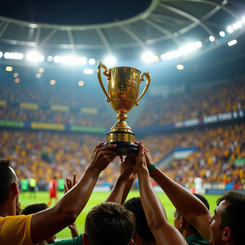 Cúp Copa do Brasil được trao cho đội chiến thắng.