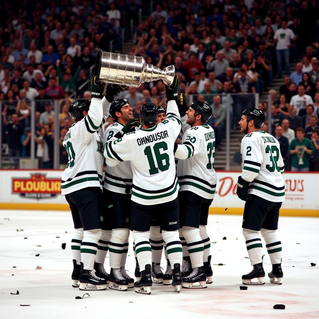 Dallas Stars celebrating their 1999 Stanley Cup victory