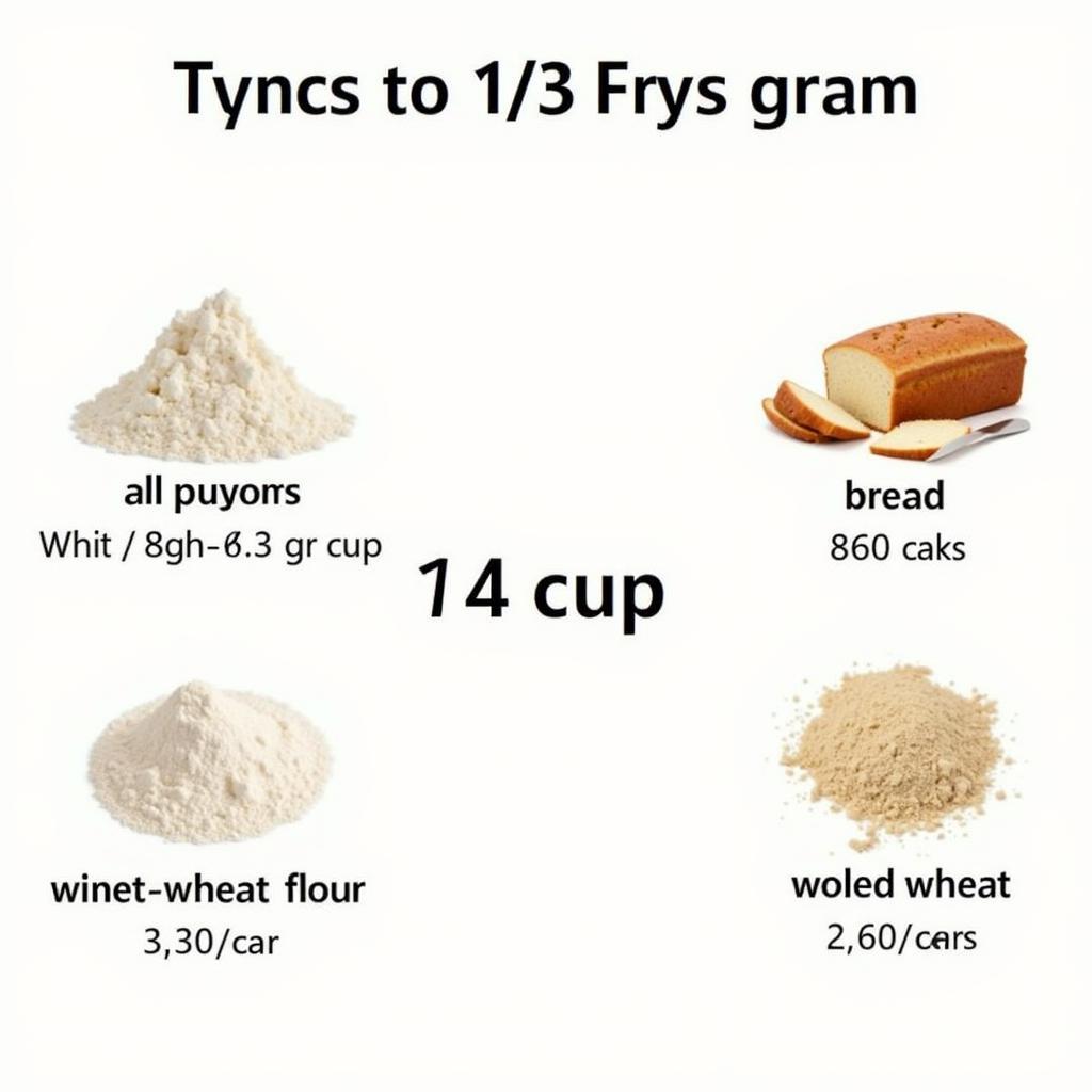 Different Types of Flour and their Gram Equivalents for 3/4 Cup