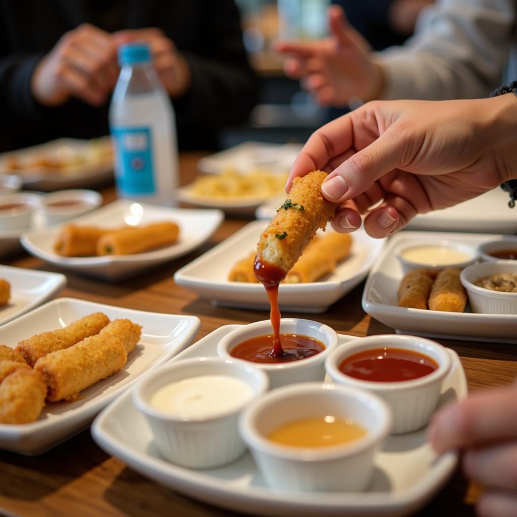 Disposable Sauce Cups in Use