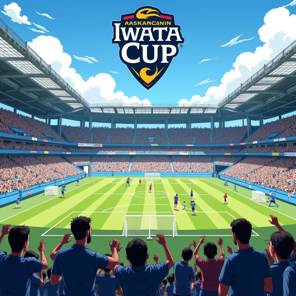 Giải đấu Iwata Cup - Hình ảnh tổng quan về giải đấu Iwata Cup, bao gồm sân vận động, cầu thủ và khán giả.