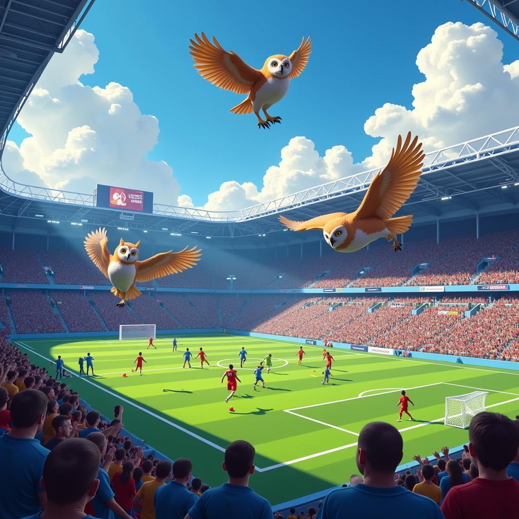 Giải đấu thể thao ảo của tương lai với những chú cú tranh tài trong Owl World Cup.