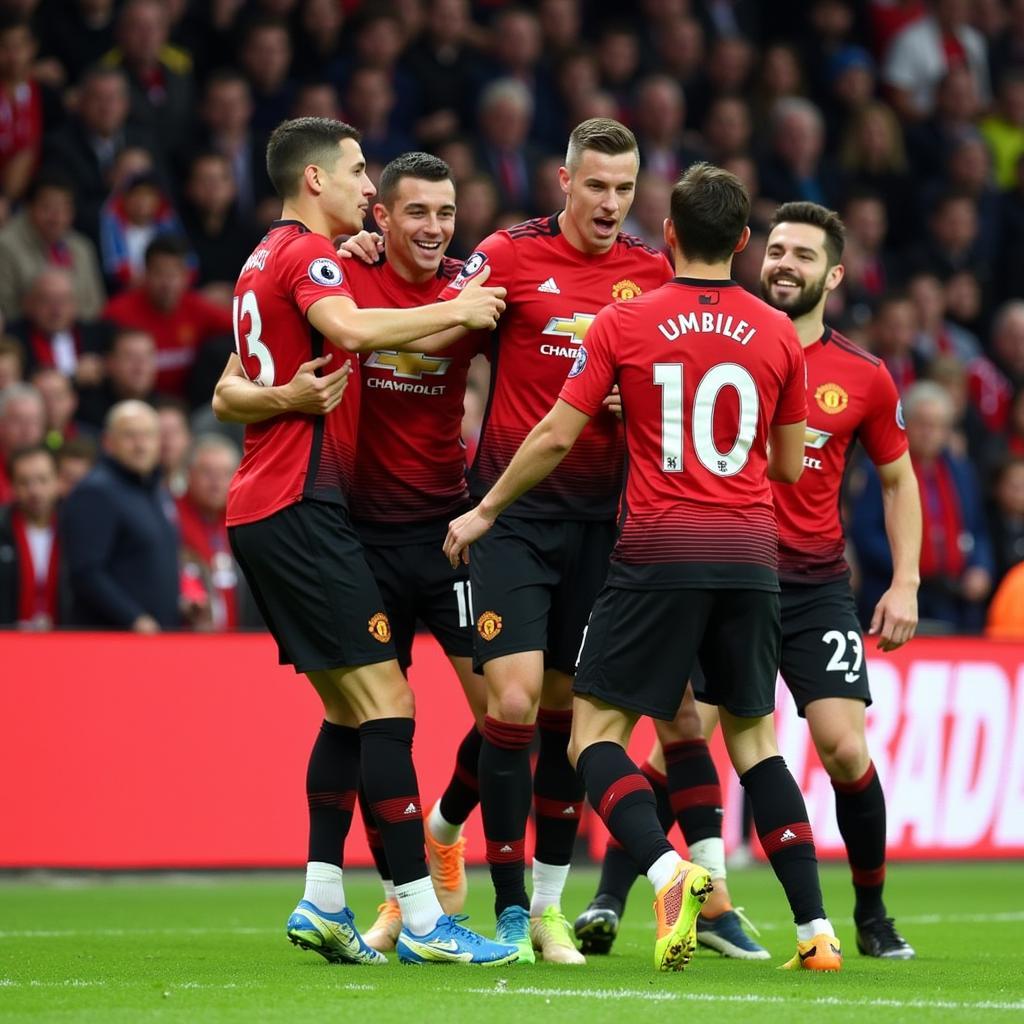 Manchester United players celebrate a goal in the International Champions Cup 2017