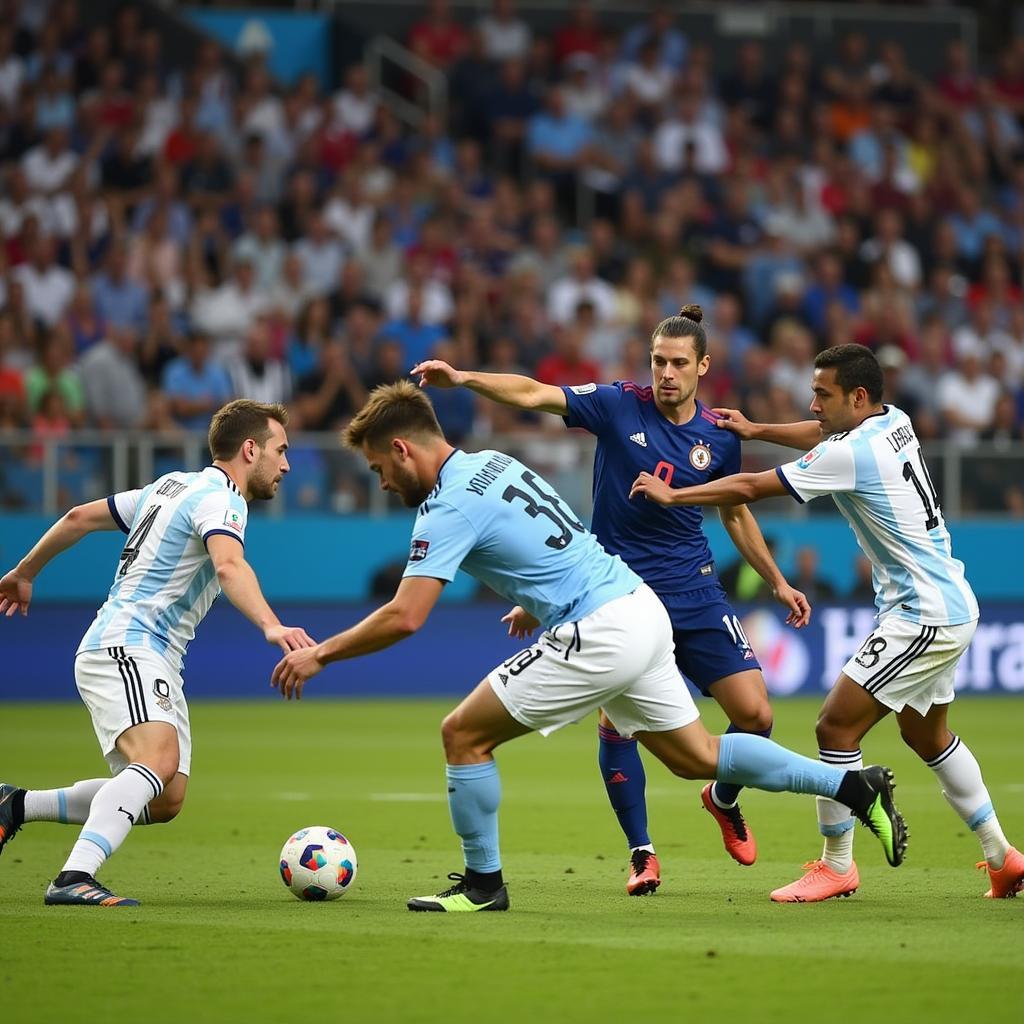 Iceland vs Argentina:  Hàng phòng ngự Iceland kiên cường chống đỡ các đợt tấn công của Argentina.