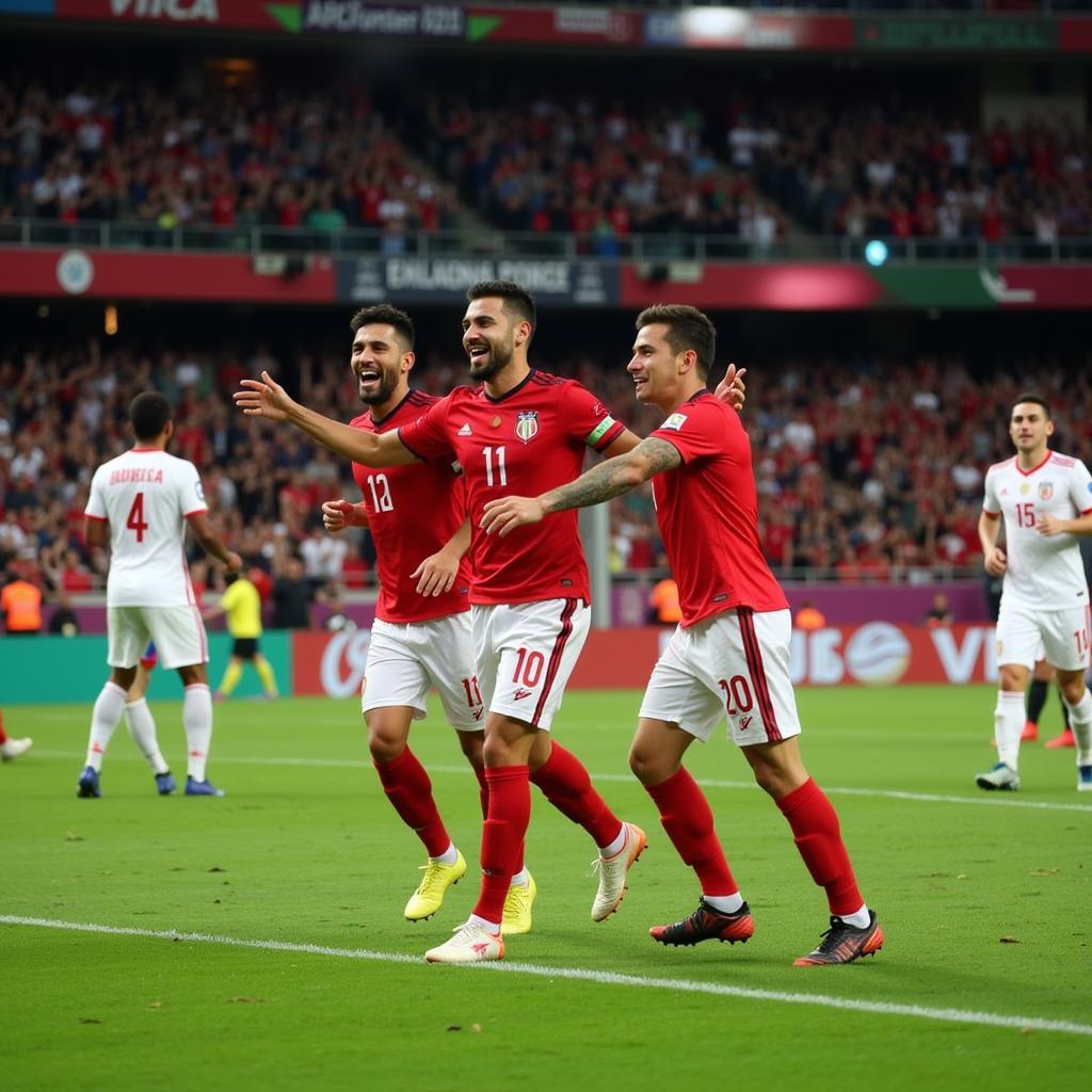 Cầu thủ Iran ăn mừng bàn thắng tại Asian Cup 2019