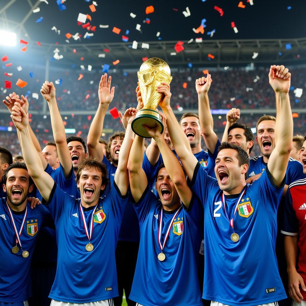 Italy nâng cao chiếc cúp vàng World Cup 2006 sau chiến thắng trước Pháp