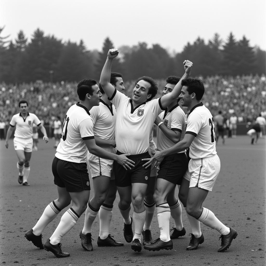 Just Fontaine ăn mừng bàn thắng tại World Cup 1958