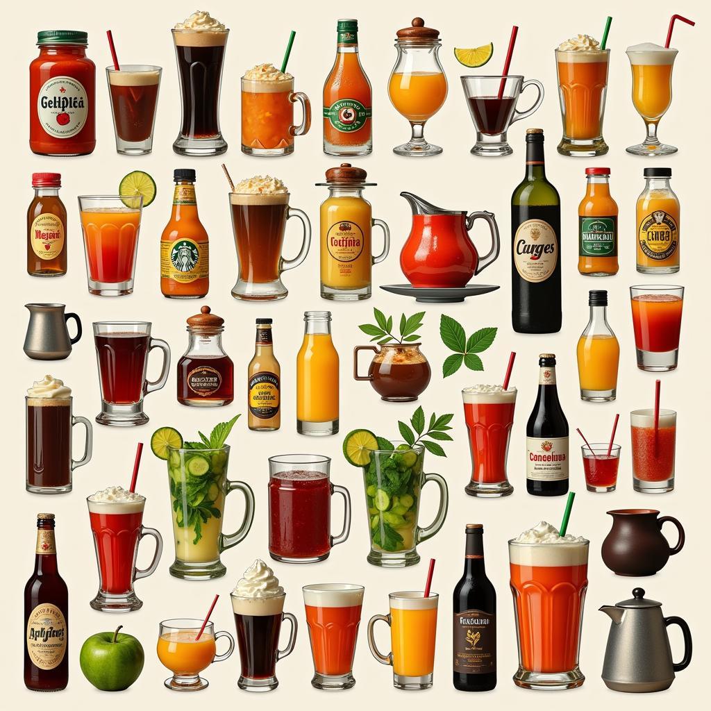 Variety of different beverages