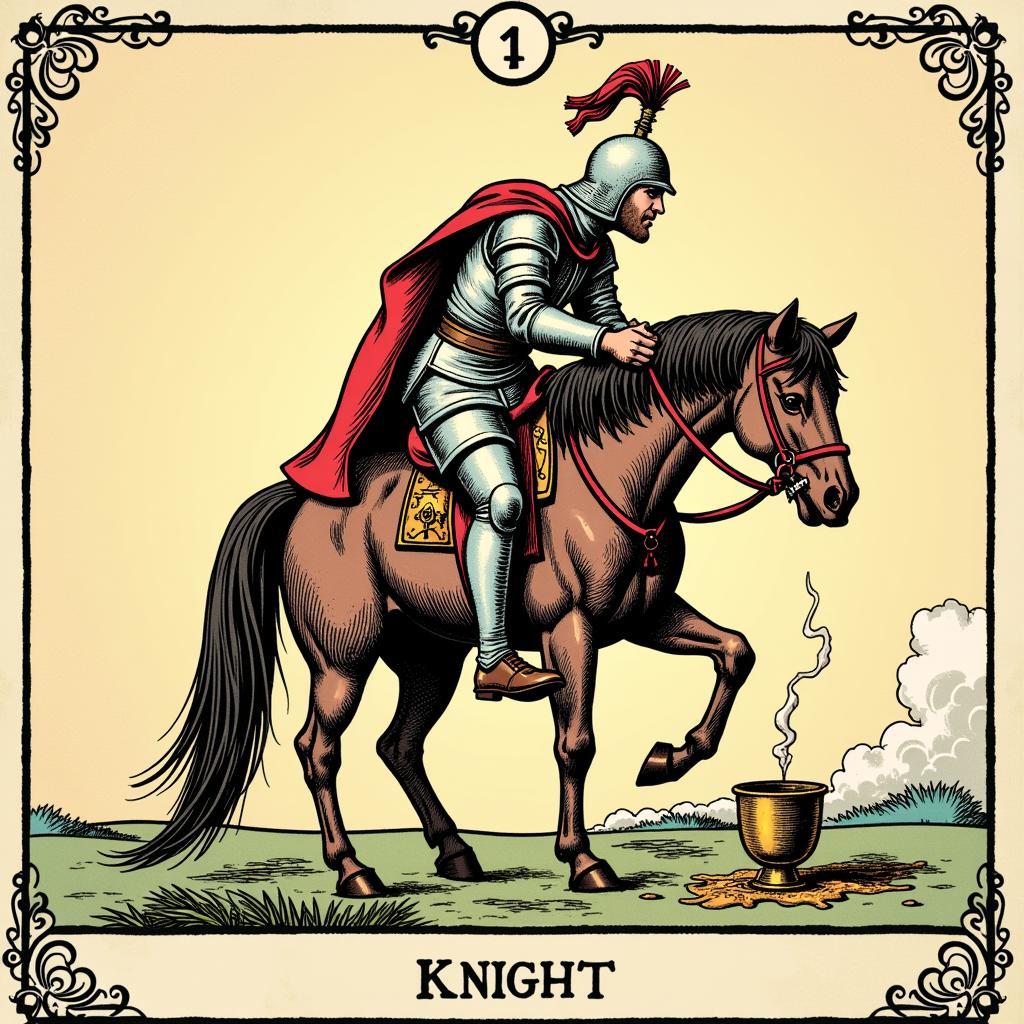 Reversed Knight of Cups Depicting Emotional Imbalance