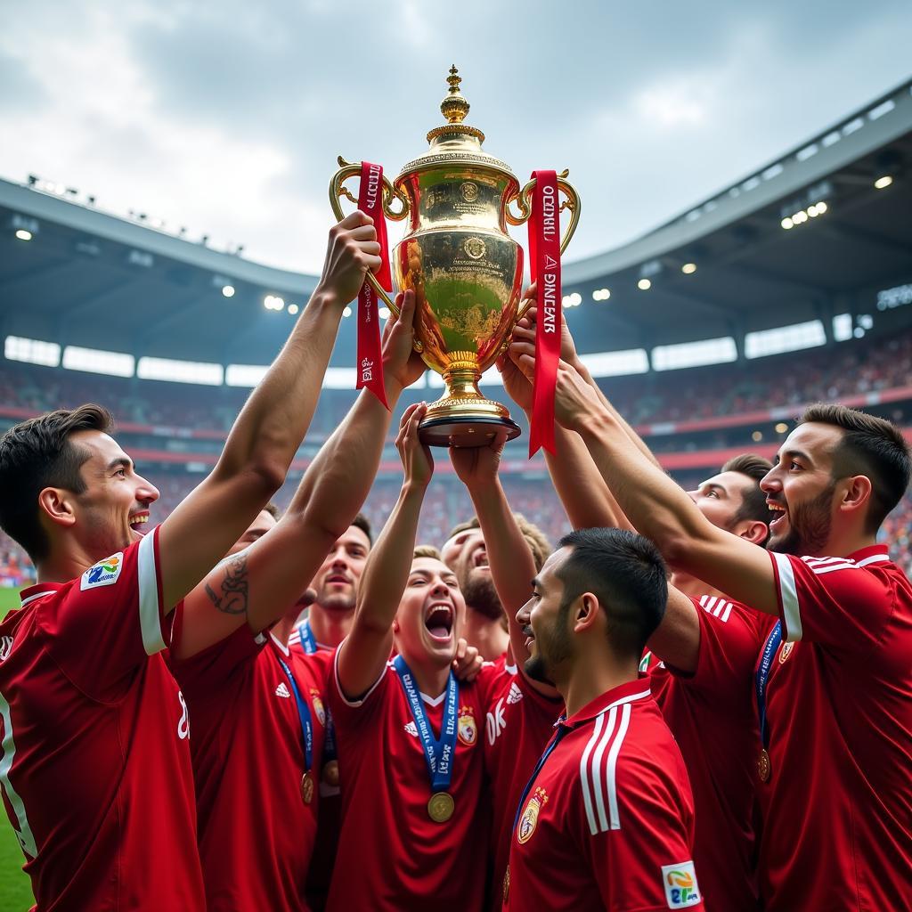 Đội vô địch nâng cao chiếc cúp DFB-Pokal