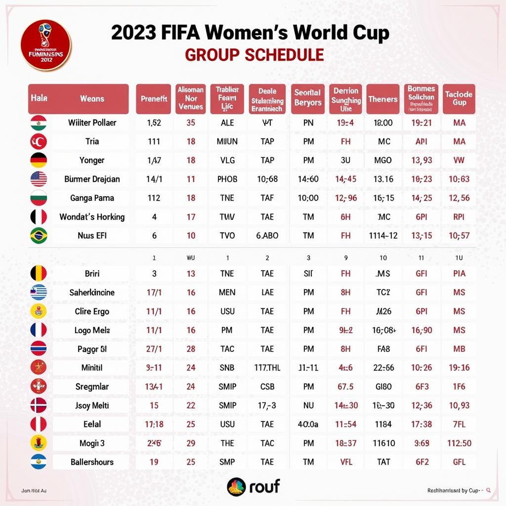 Lịch Đá World Cup Nữ 2023 Vòng Bảng