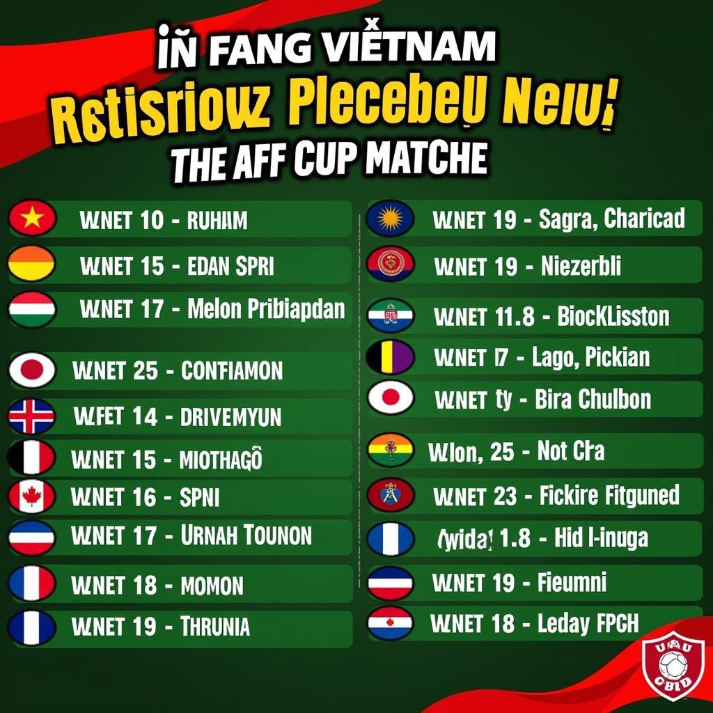 Lịch thi đấu AFF Cup Việt Nam